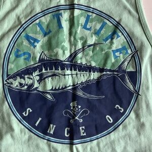 Men's Salt Life light green 100% Cotton Tuna Fishing Tank top Medium